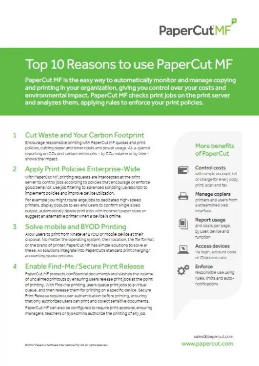 Top 10 Reasons, Papercut Mf, BXI Consultants